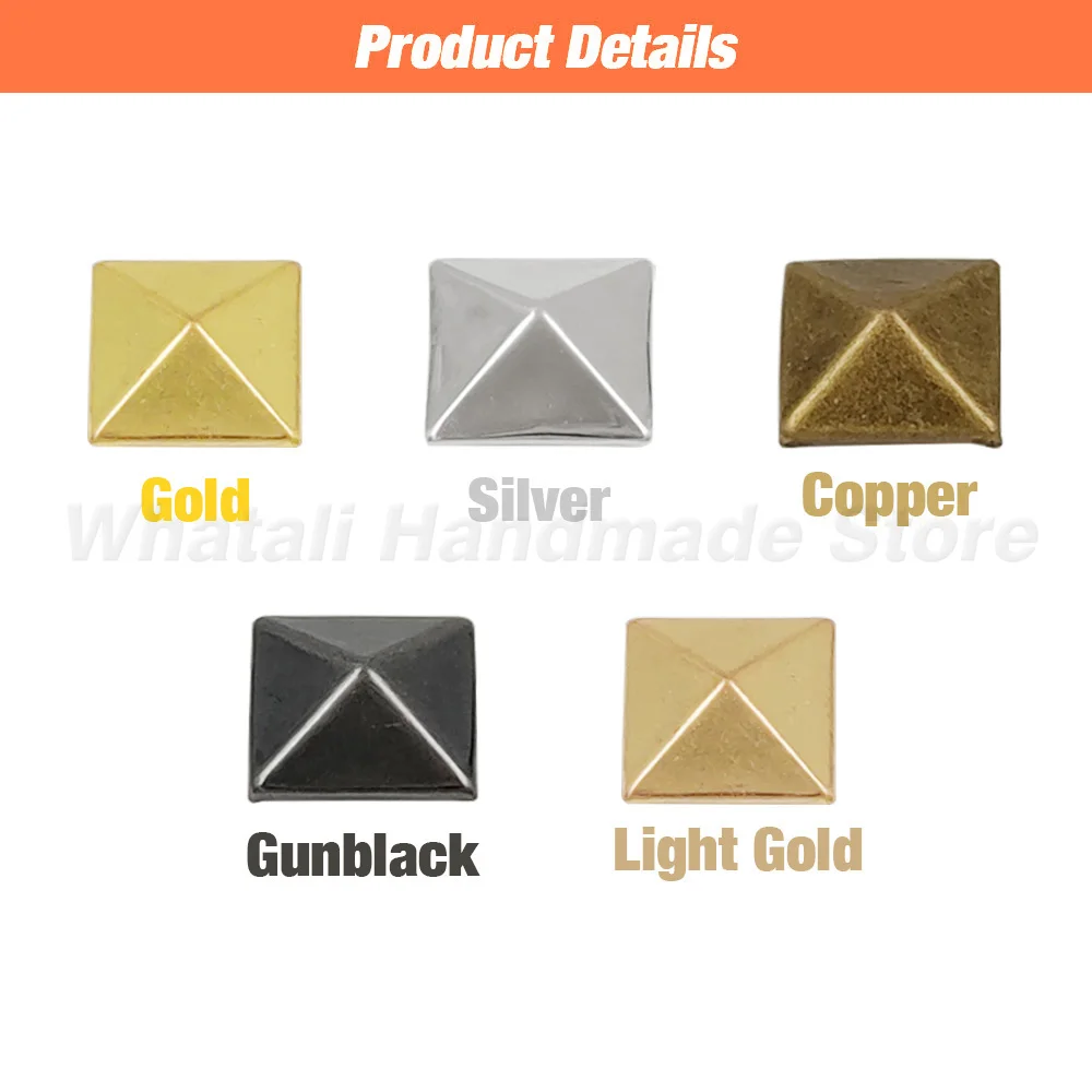 Metal Pyramid Cap Rivets Square Rivet Studs for Leather Craft Bag Belt Clothing Garment Shoes Accessories 6-12mm 100sets Metal Rivets Metal Studs Leather Rivets