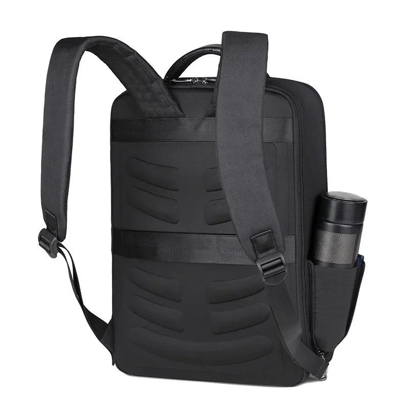 New Brand Genuine Leather with Oxford Men Backpacks Fashion Real Natural Leather Student Backpack Boy Luxury Computer Laptop Bag 4