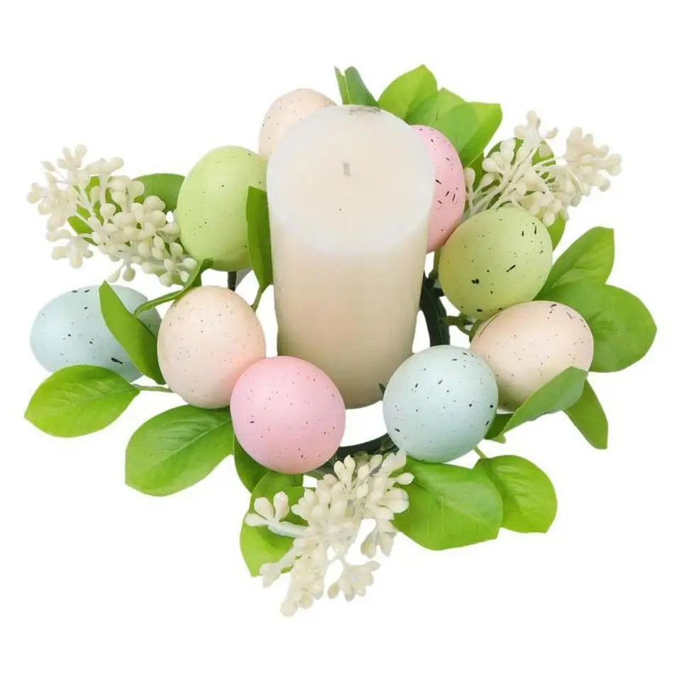 Corona Primaverile Di Pasqua 40 Cm Per Porta – Ghirlanda Artificiale Con Uova Colorate E Margherite – Decoro Per Interni, Esterni, Matrimoni E Feste