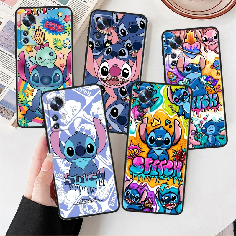 Disney Stitch Per Xiaomi Mi 13 12T 12S 12X 11I 11X 11T Play Hypercharge Lite Ultra Pro Custodia Morbida Nera Per Telefono