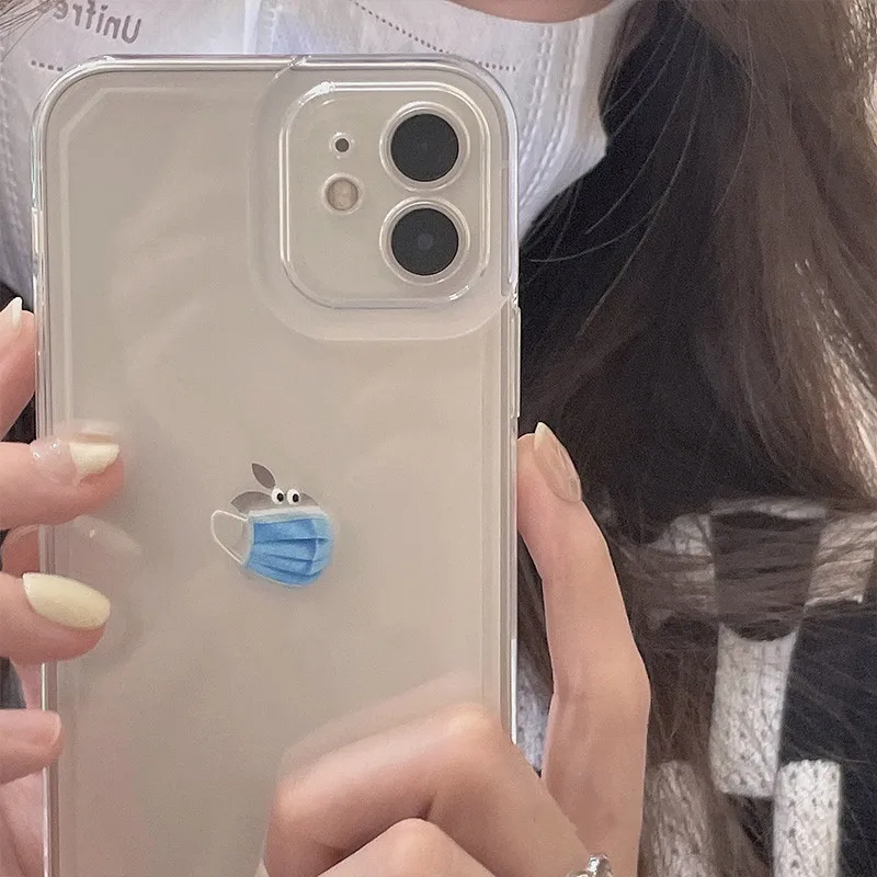 Забавная маска прозрачный чехол для iPhone 13 12 11 Pro Max Mini X XS XR 7 8 Plus SE 2020 милый