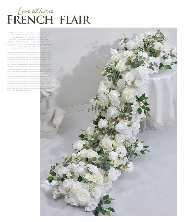 Artificial Flowers Runners Outdoor Wedding Decoration Dinning Table Centerpieces Road Lead Fake Flower Row Party Home Decor