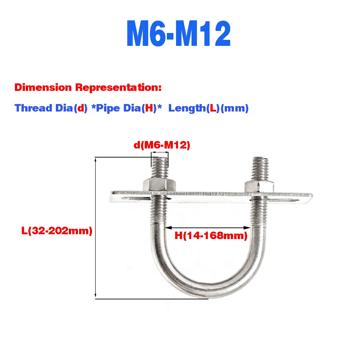 

304 Stainless Steel Extended u-Bolt / u-Shaped Fixed Pipe Clamp / Hoop Buckle M6M8M10M12