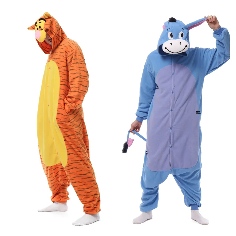 Kigurumi Onesie Cartoon Tiger Pajamas For Adult Women Men Animal Pyjamas Homewear Halloween Cosplay Party Costume XXL kigurumi adult pyjamas unicorn unisex cosplay costume unisex shark rabbit pajamas cosplay costumes sleepsuit sleepwear