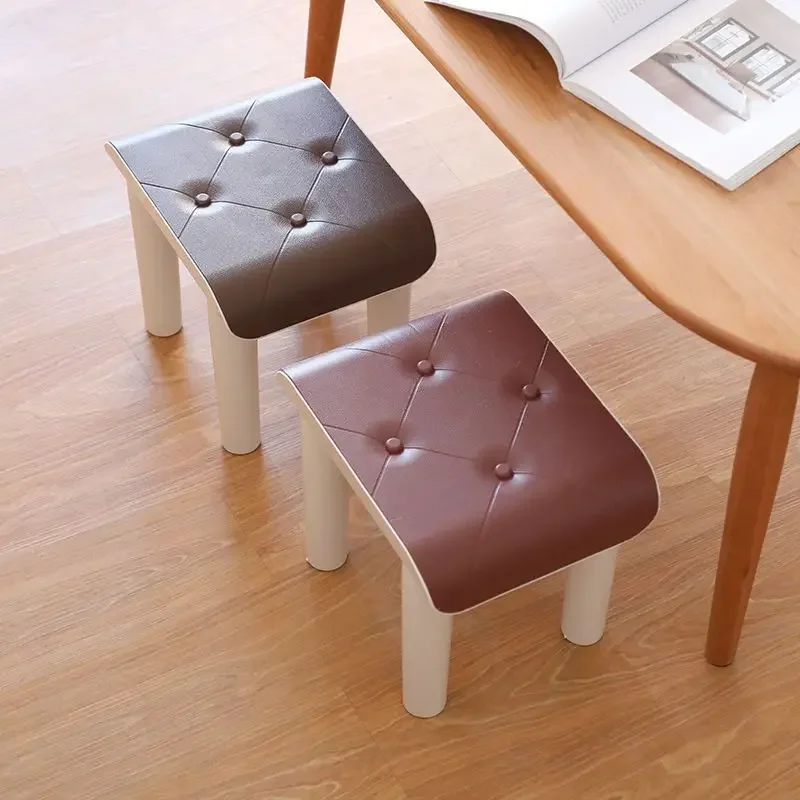 

Faux Leather Small Stools Household Low Stool Thickened Ottomans Anti Slip Creative Furniture Living Room Space Saving Pouf Ins