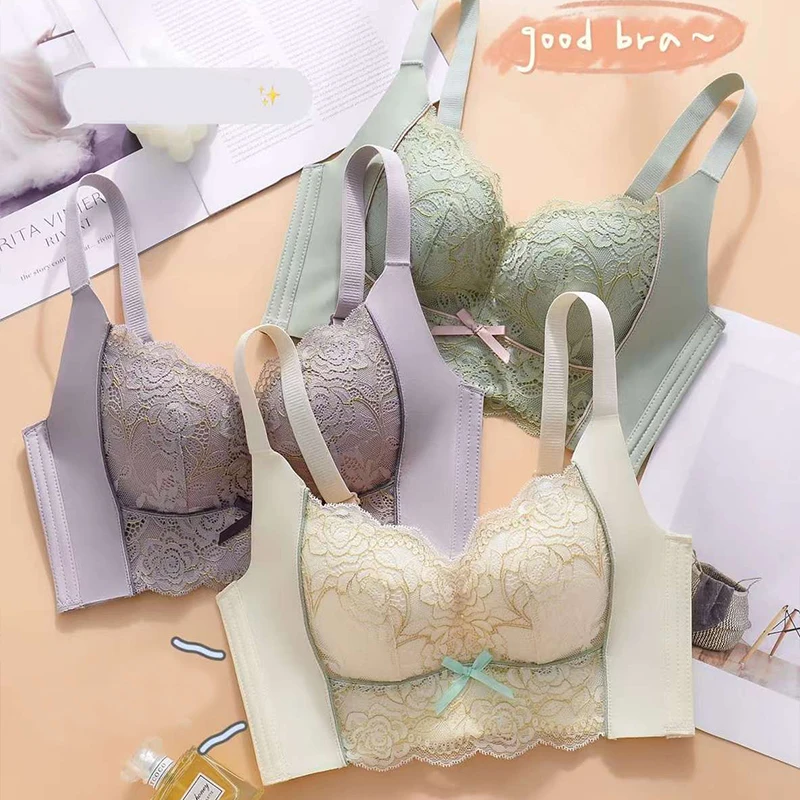 

Adjustment Type Massage Granule Bra No Steel Ring Ventilate Chest Wrap Gather Together Anti-Sag Underwear Women Soft Lace Bra