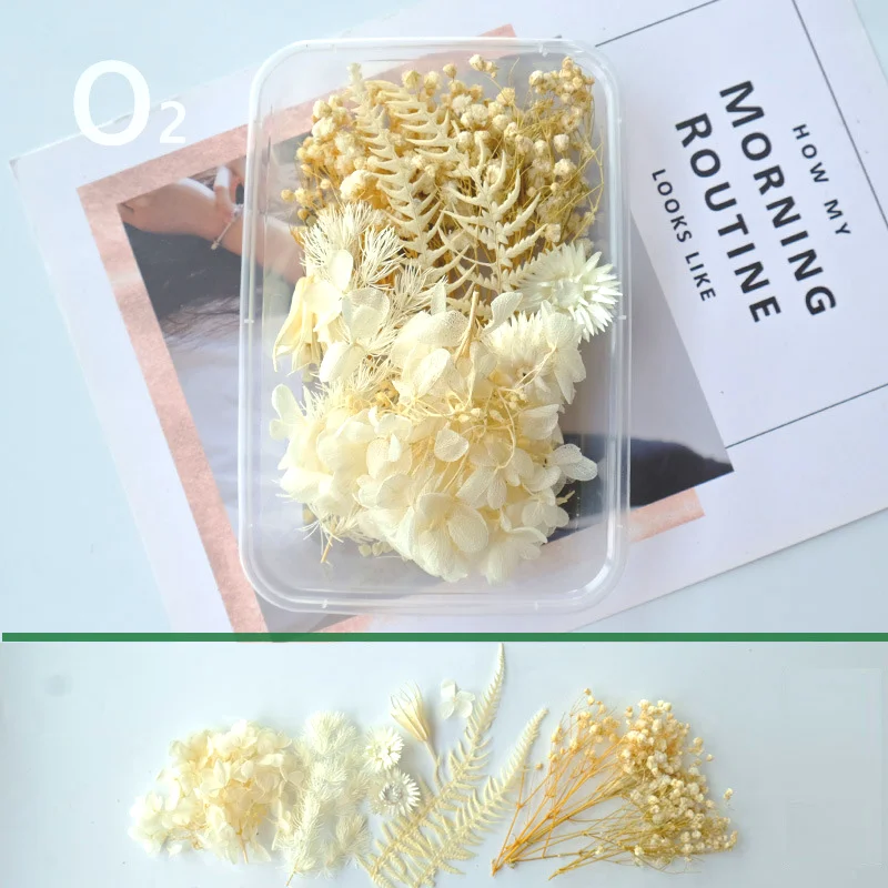 1Box White Dried Flowers for DIY Aromatherapy Candle Making Epoxy Resin Mold Jewelry Accessories Wedding Bouquet Home Decoration
