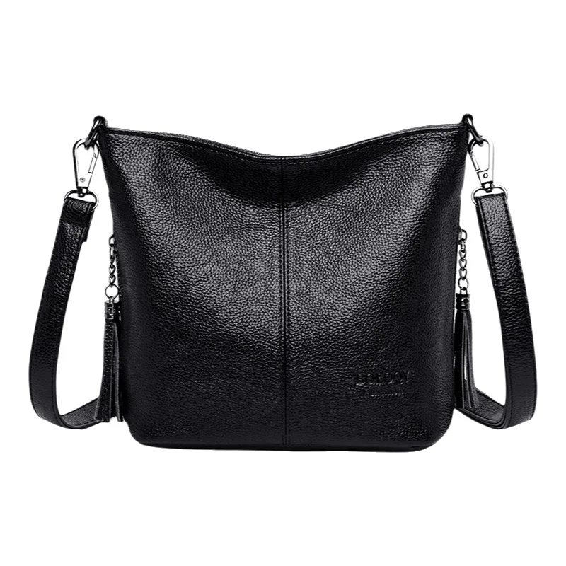 Borsa a secchiello casual con nappe da donna, borsa a tracolla alla moda, borsa a tracolla semplice per donna di mezza età, borsa alla moda - immagine 6