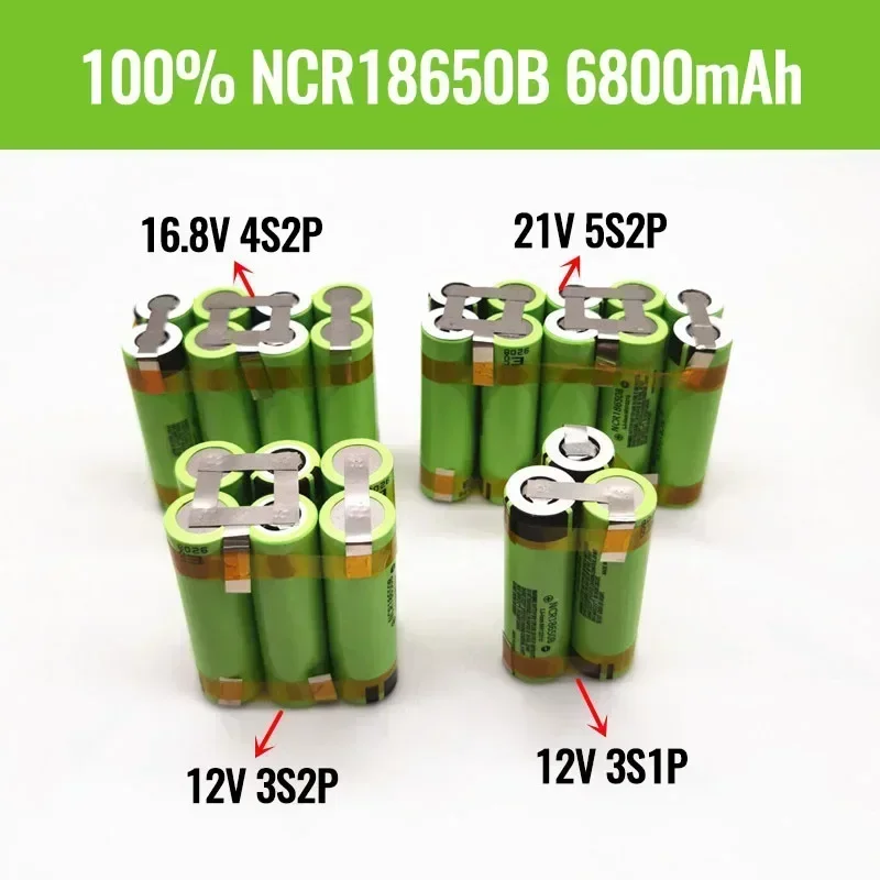 

2024 New Original 3S1P-5S2P 12V 16.8V 21V 25V Battery Pack NCR18650B 6800mah 20A Discharge Current for Shura Screwdriver Battery