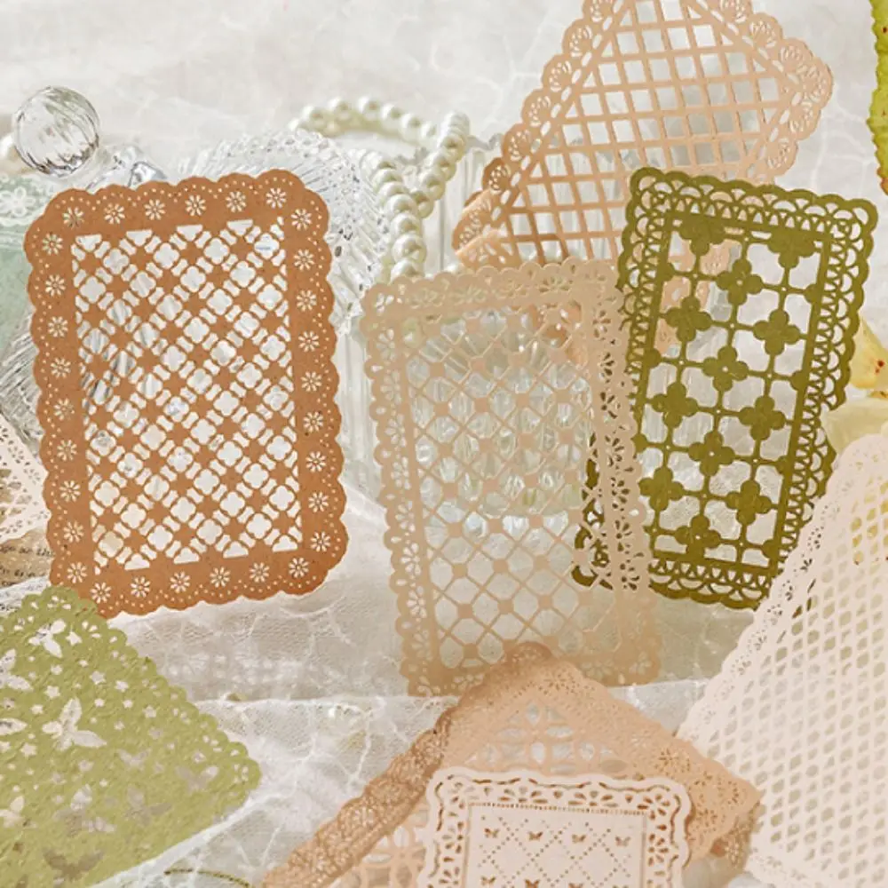10pcs/pack Hollow Out Hand Lace Lace Paper Scrapbooking Material Paper Journal Diary Decor Scrapbooking Background Hand Made