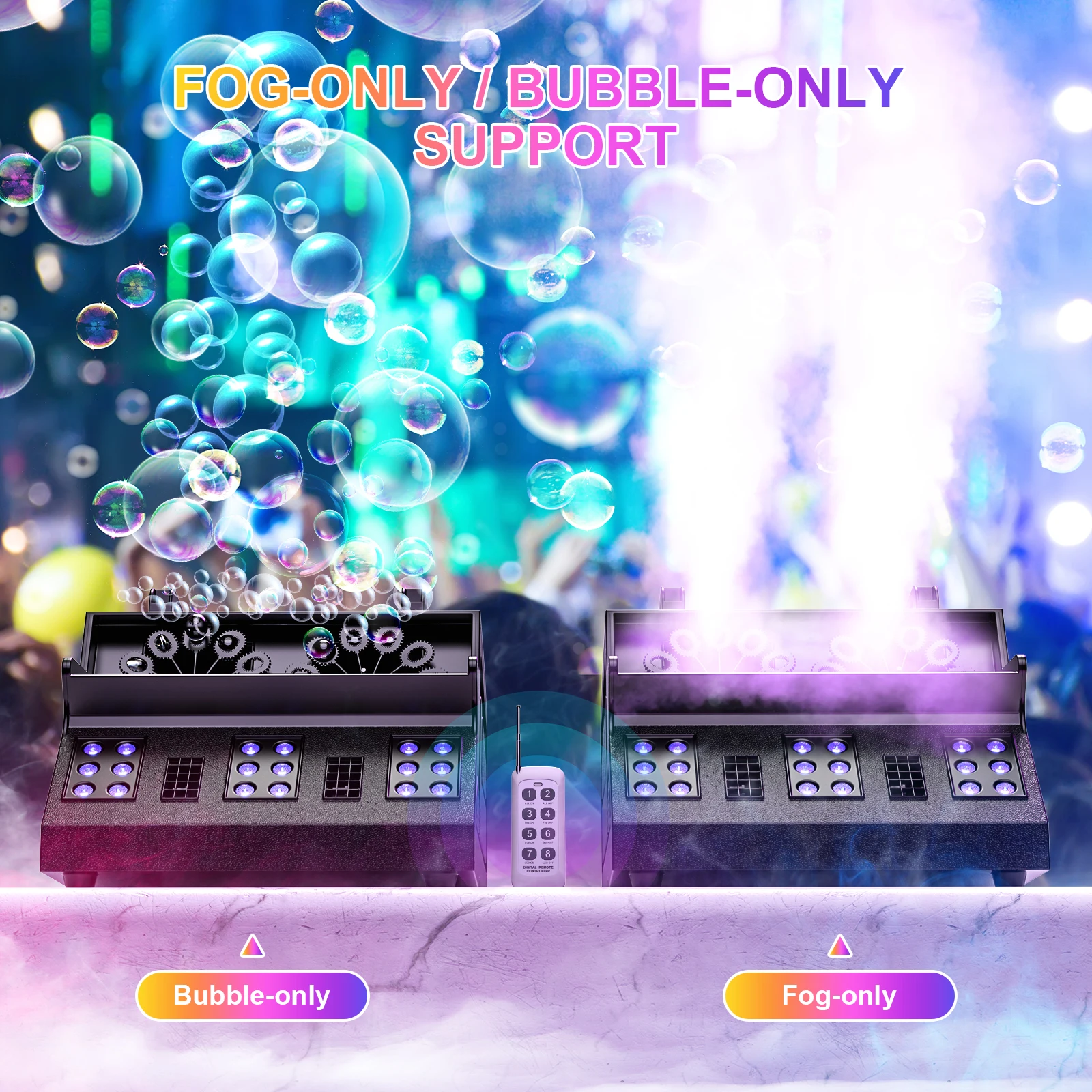 Machine à fumée verticale - LEDs RGB - DMX - Telecommande - 900W