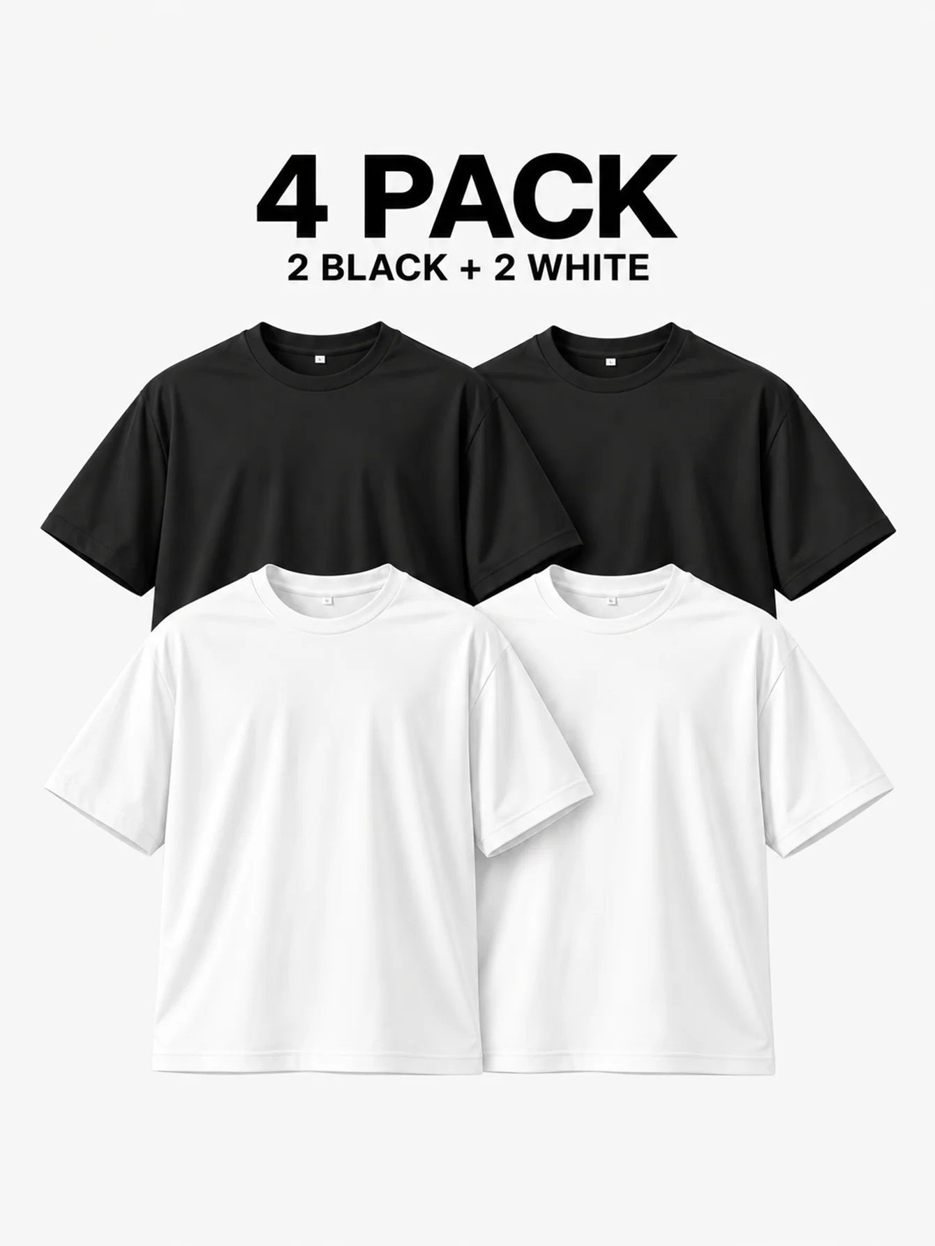 Fitness-Freizeit-T-Shirt für Damen und Herren, 4er-Pack, einfarbig, Rundhalsausschnitt, Basic, Kurzarm, weich, atmungsaktiv, für den täglichen Gebrauch im Sommer, Größe S-2XL