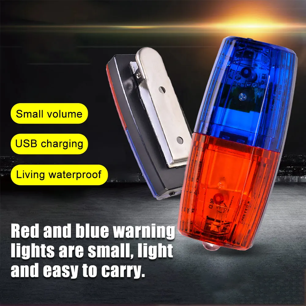 Red/Bule White Strobe Clip Lamp Traffic Warning Signal Flashing Light Warning Safety Police Shoulder Chest Emergency Light 3