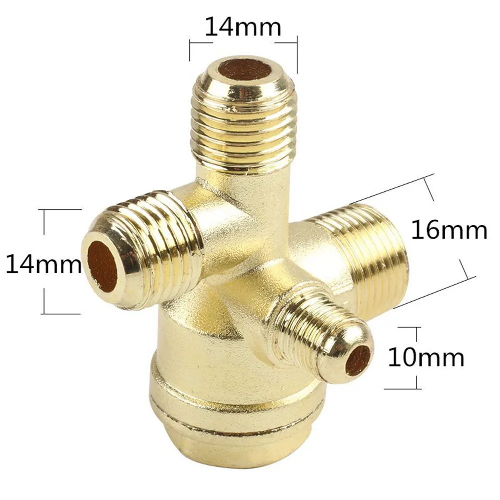 

14 16mm Air Compressor 4-Port Brass Male Threaded Check Valve Connector Tool Home DIY Air Tool Replacement Accessories