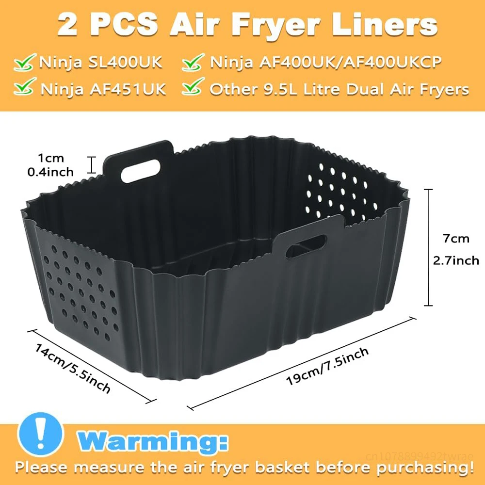 Silicone Air Fryer Liners 2Pcs for Ninja Double Stack XL 9.5L Airfryer Accessories for Ninja SL400UK/AF400UK/AF451UK Bakeware air fryer liners,air fryer accessories