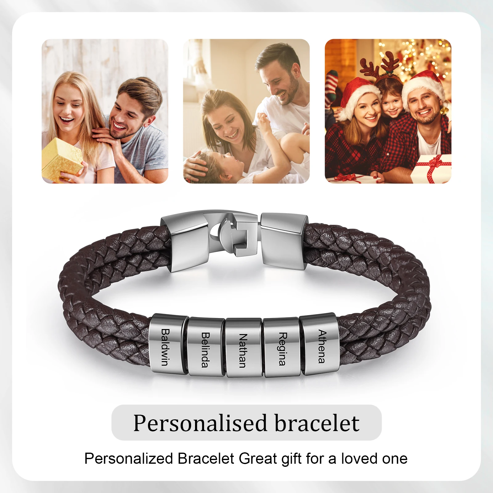 Buy Custom Name Bracelets for Men Engrave Bracelet for Dad Custom Gifts for  Boyfriend Bf her's Day Bracelet with Names for Daddy her's Day Online at  desertcartINDIA