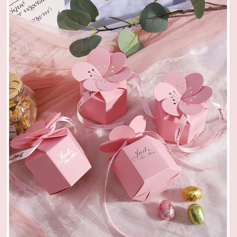 Party Gift Box Ribbon Three-Dimensional Petals Candy Box Wedding Engagement Bridal Baby Shower Birthday Party Supplies