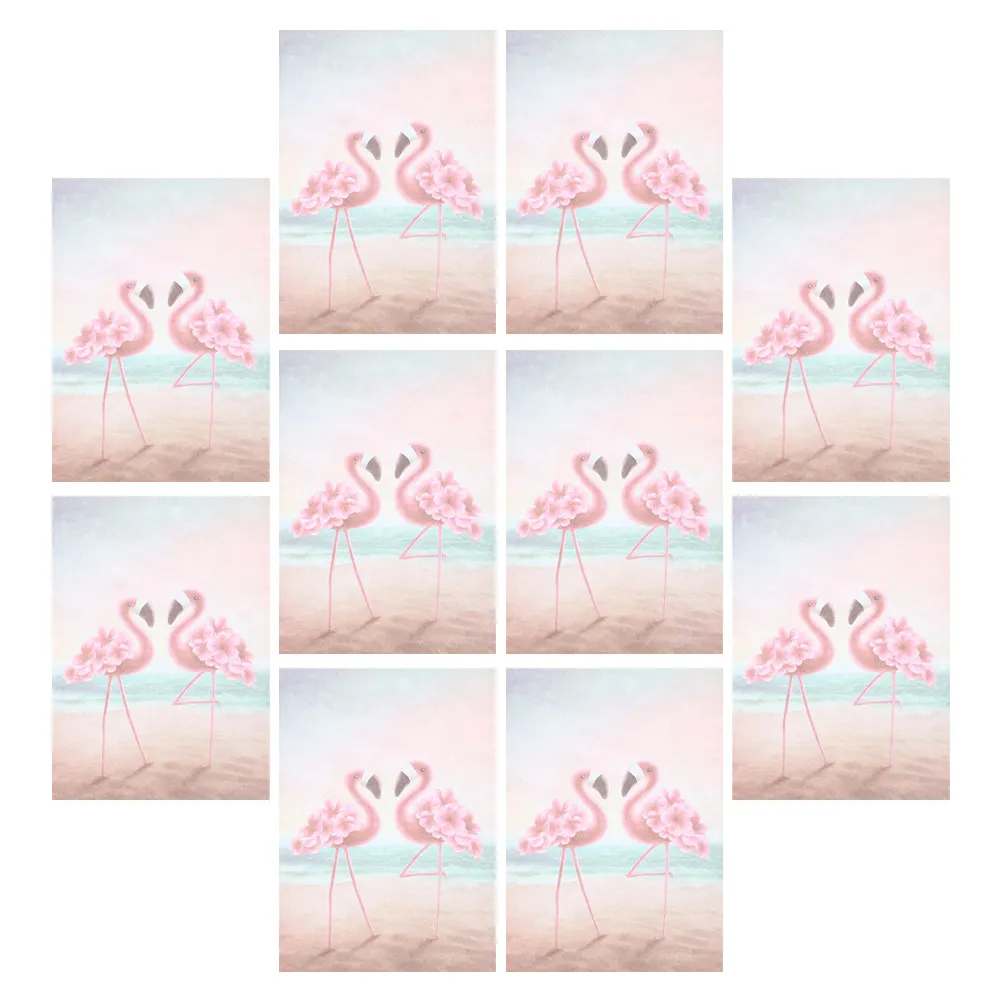 10pcs 플라밍고 편지 빈티지 빈 필기 용지 초대장 쓰기 용품을위한 장식 문구 레트로 노트 종이 팩