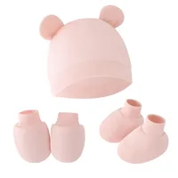 Cute Baby Hat Newborn Bonnet Gloves Socks Set Beanie Hats Ear Shape New Born Gift Photography Props Infant Fashion Accessories 6