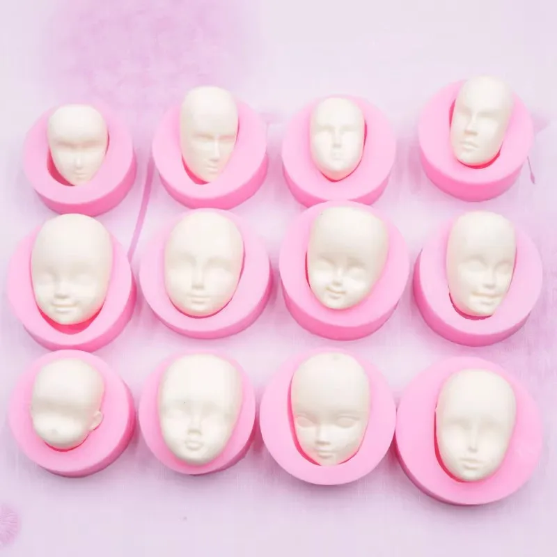 3D Dolls Face Silicone Mold Fondant Molds DIY Cake Decorating Tool Baby Face Sugarcrafts Soft Pottery Polyme Clay Tool