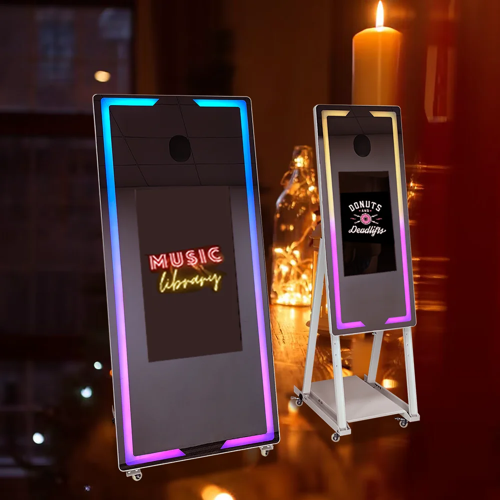 Selfie Magic Mirror Touch Screen Photo Booth 45 Inch 65 Inch Portable