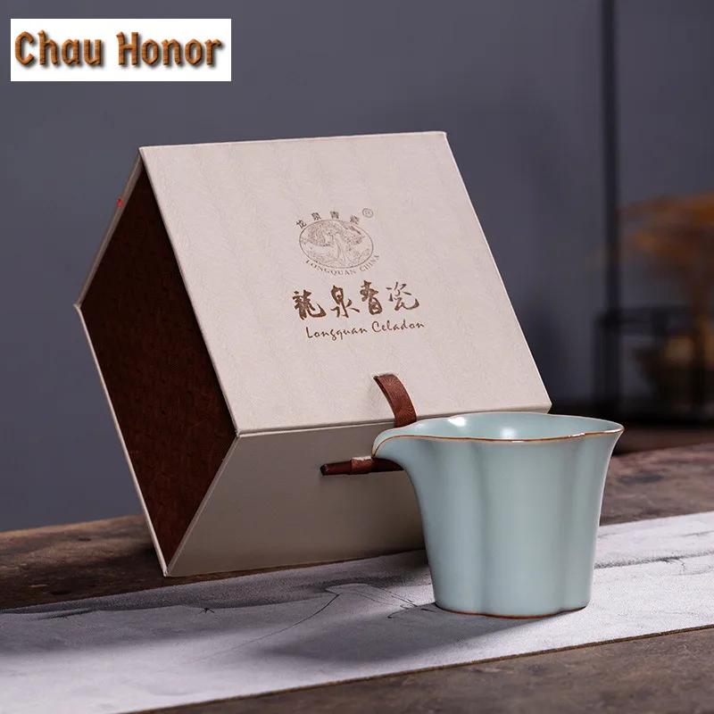 170ml Handmade Ru Kiln Porcelain Tea Pitcher Pour Tea Cha Hai Dispenser Justice Cup White Tea Fair Mug Teaset Craft Supplies