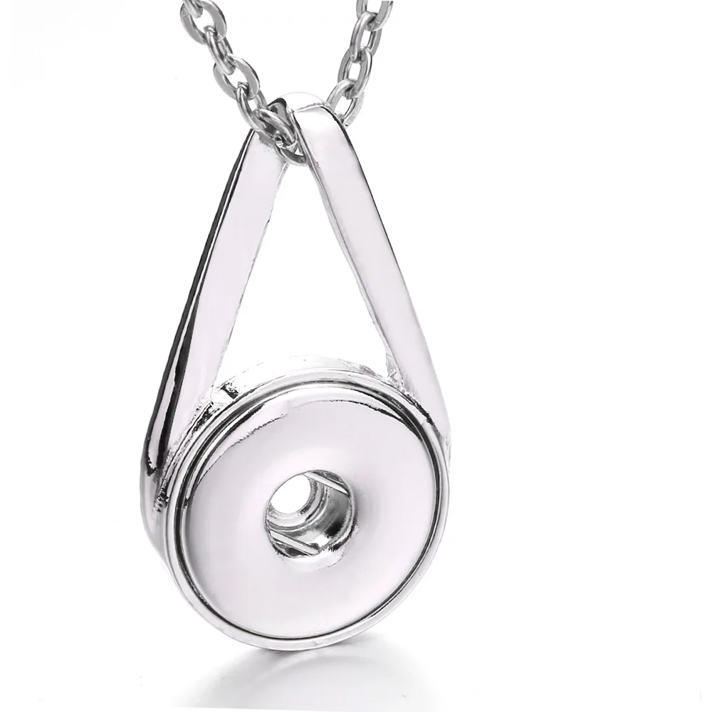 12pcs Metal Water Drop Snap Button Necklace Fit 18MM Snap Buttons Jewelry Pendant Necklaces