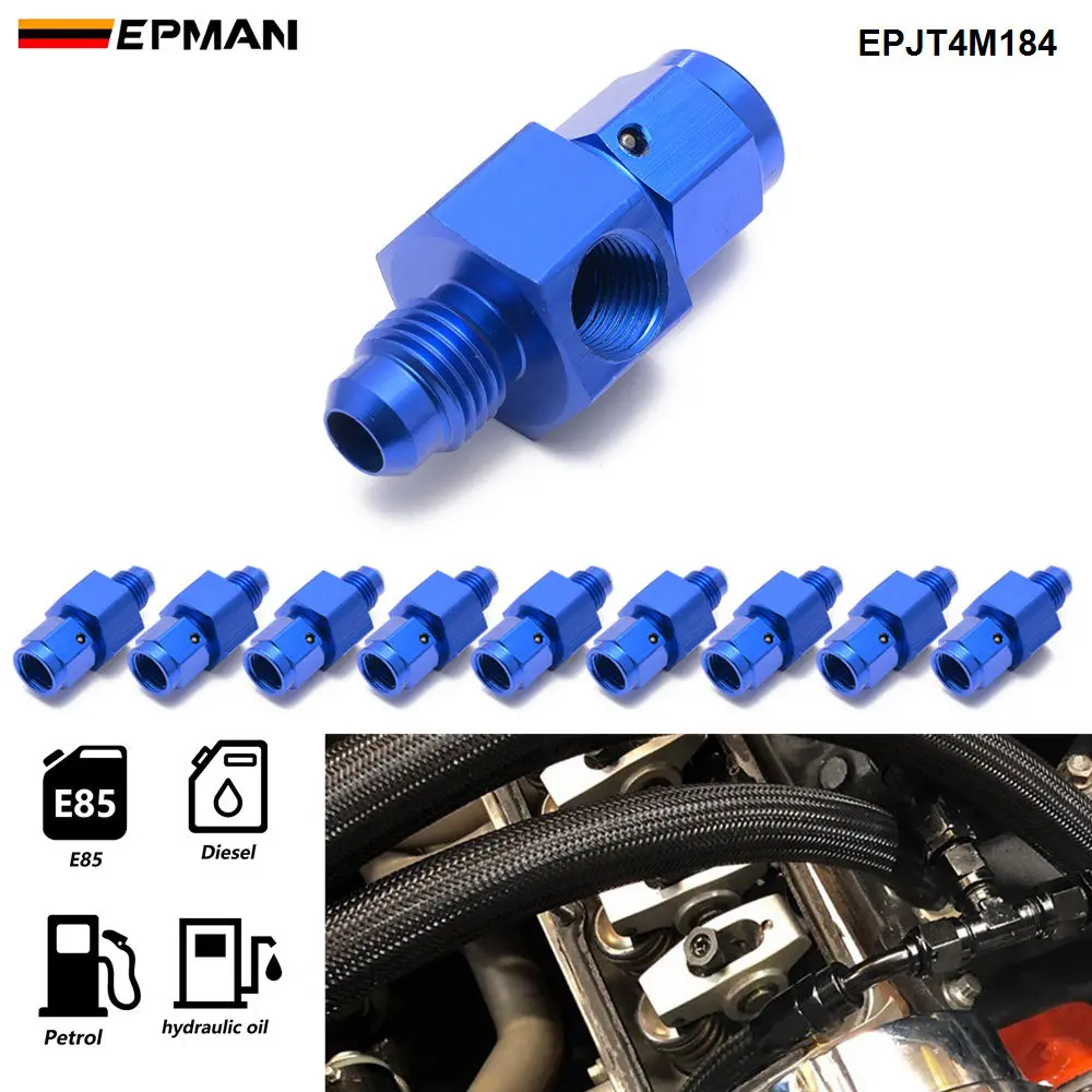

EPMAN 10 шт., алюминиевая Женская/мужская модель, Мужская вспышка, соединение 1/8 дюйма NPT, боковой порт, давление, топливный фитинг, Adatper, синий EPJT4M184