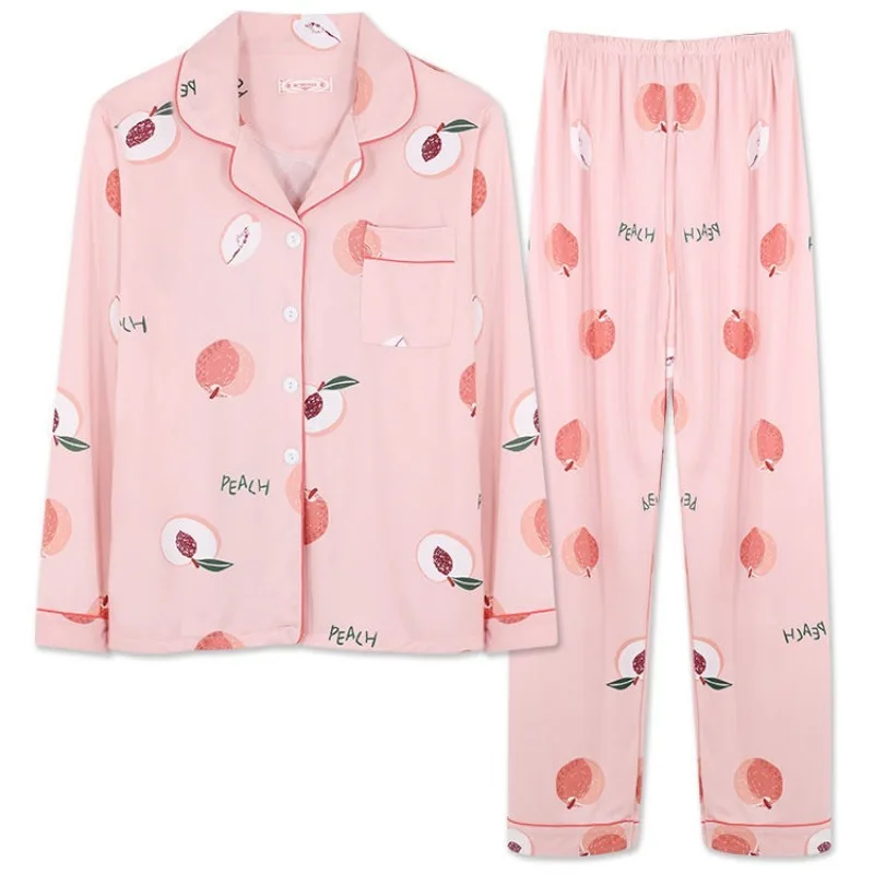 2024 New Pajama Ladies Spring Autumn Winter Ladies Long-sleeved Cardigan Cartoon Two-piece Suit Leisure Home Clothes