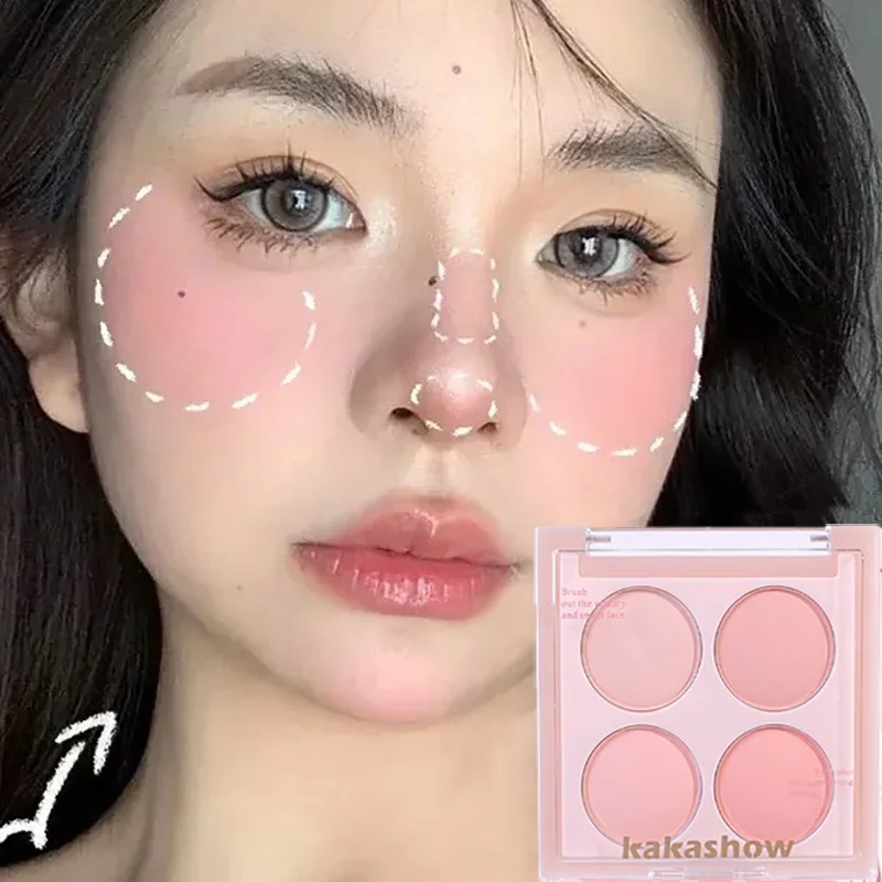 4 Colori Blush Makeup Palette Lasting Matte Nude Peach Pink Pigment Cheek Contour Brighten Face Blusher Rouge Tint Cosmetics