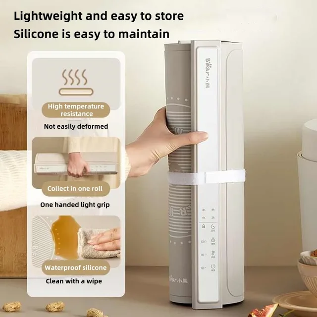220V Silicone Material Electric Beverage Warmer Foldable Heating Plate Automatic Temperature Control and Non-Slip Base Timing 2