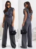 Summer Fashion Solid Two Piece Sets Women Elegant Slim Office Suit Casual Irregular Top And Wide Leg Pants 2 Piece Set Female 3 Summer Fashion Solid Two Piece Sets Women Elegant Slim Office Suit Casual Irregular Top And Wide Leg Pants 2 Piece Set Female 3