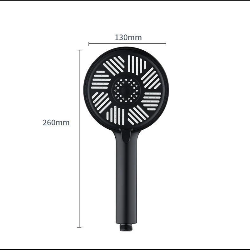 13CM Big Panel 3 Modes Shower Head Hand Black Round High Pressure Rainfall Rain Spa Set Bath For Bathroom Accessories Faucet images - 6