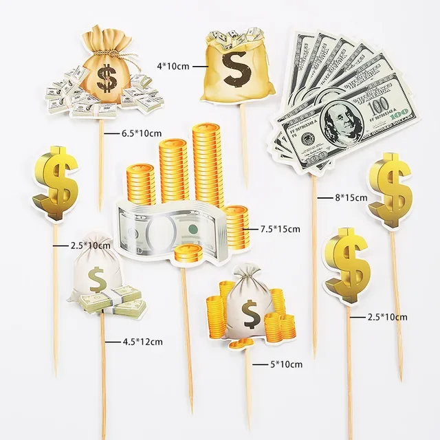 Dollar Happy Birthday Cake Decoration Money Cake Topper For 60s 70s 80s 90s Thanksgiving USA Dollar Theme Party Decors Supplies Party Decorations Birthday Party Supplies Cake Topper Cake Decorations Cake Toppers