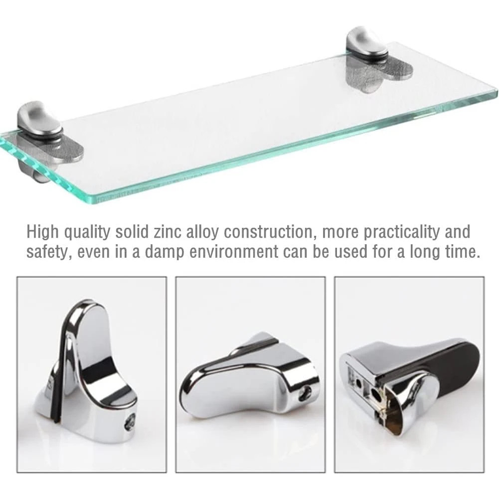 4pc Zinc Alloy Adjustable Shelf Clamp Glass Shelf Support Plate Holder Fish Mouth Glass Clamp Wood Shelf Bracket 55 X 24 Mm