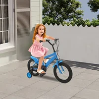 Vélo d'apprentissage bleu pour enfants 14 pouces ‎ avec 2 roues pour vélo pour enfants, siège/accoudoir réglable en hauteur pour ‎ Débutant 2