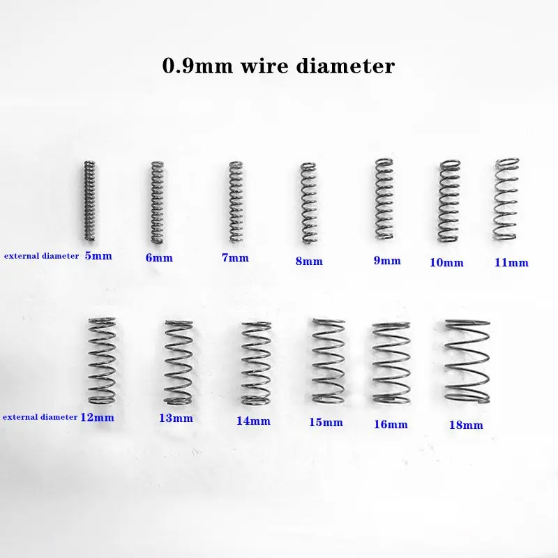 

Компрессионная пружина из нержавеющей стали, проволока диаметром 0,9 мм, внешний диаметр 6/7/8/9/10/11/12/15 мм, длина 10/15/20/25/30/35/40/45/50 мм