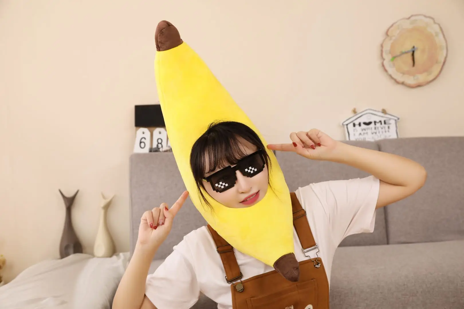 Lustige Bananen party Kostüm hut, warme Cosplay-Mütze, Cartoon Plüsch Kopf bedeckung, Abschluss ball Kopfschmuck, Haarschmuck, Karneval – Detail 7