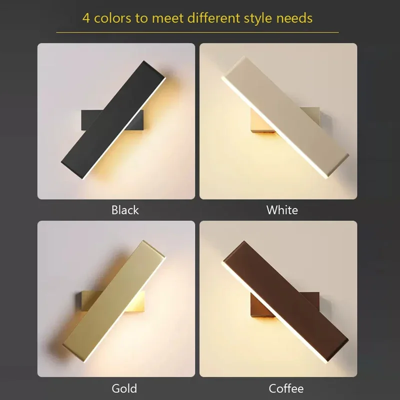 거실 다이닝 룸에 대 한 현대 LED 벽 램프 회전 침실 머리맡 알루미늄 벽 조명 실내 홈 장식 벽 Sconce 광택