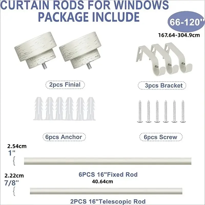 Contemporary Style Heavy-Duty Metal Spring Tension Rod, Easy Install Curtain Rod for Windows, Durable and Sturdy, 1pc