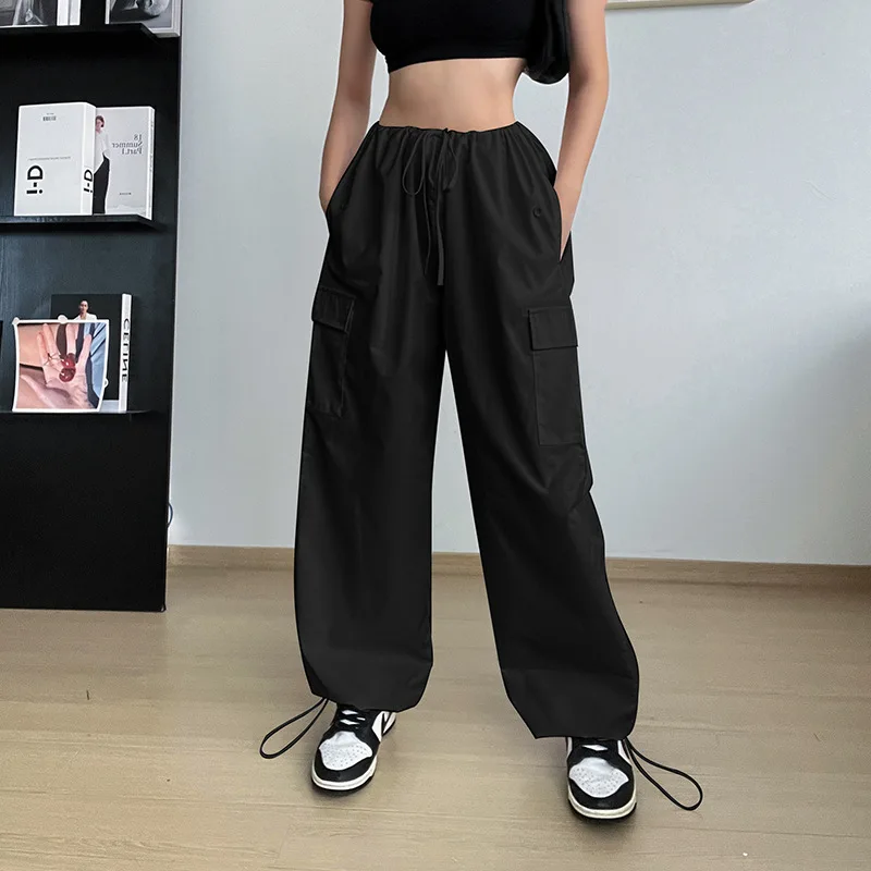 Y2K Overalls Women's Oversized Harajuku Punk Hip Hop Pocket Wide Leg Pants Kpop Streetwear Loose Sweatpants