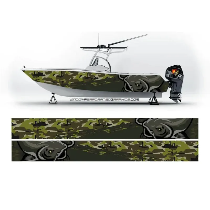 Camo Catfish Graphic Vinyl Boat Wrap Bass Fishing Pontoon Sportsman Decal  Sea Water - AliExpress