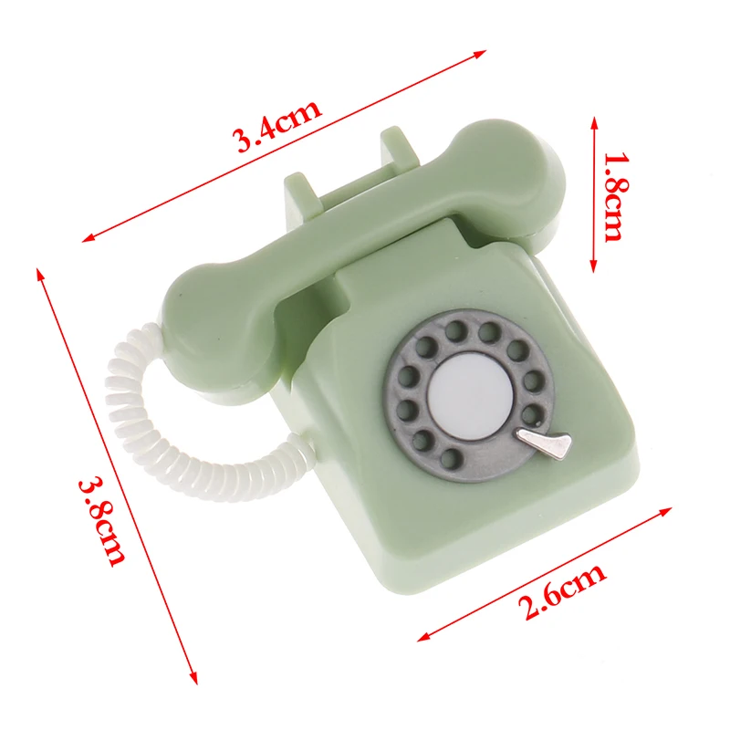 1pc Doll House Furniture Miniature Retro Phone Vintage Telephone Home Furniture Acc Decor Miniature Simulation Toy