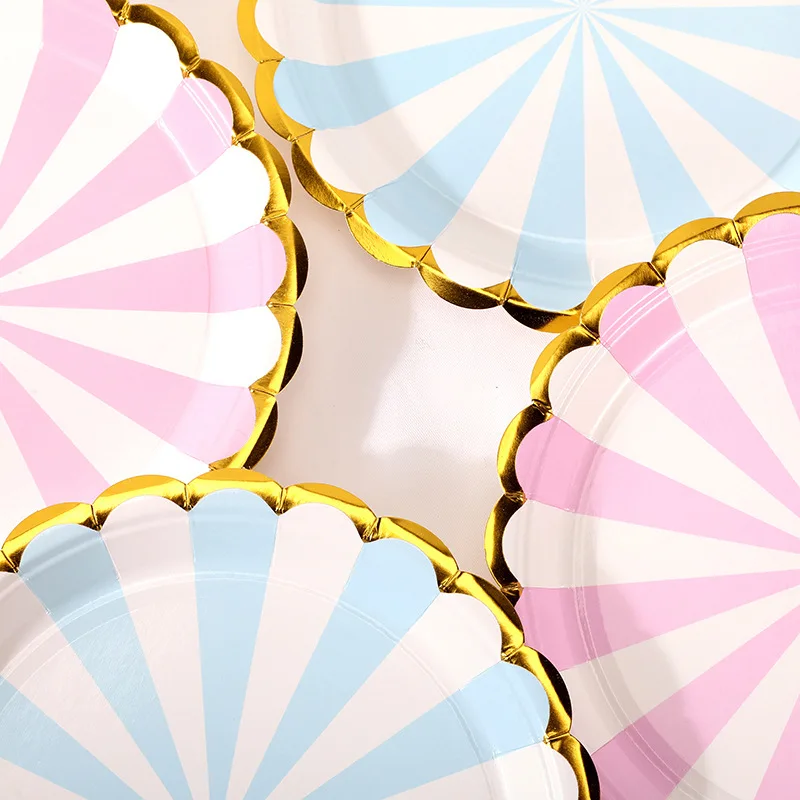 10PCS/set Gilding Disc Disposable Plates Cake Paper Pan DIY Decoration Kids Birthday Party Wedding Tableware Supply