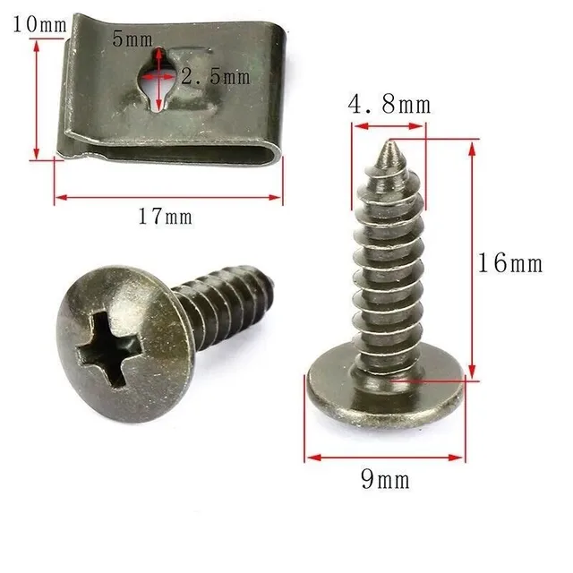 100Pcs-10Pc Mixed Car Metal Screw Tapping Fastener Clip U-Type Clip with Screw Anti-rust Protection Clip Screw Buckle Iron Sheet 2