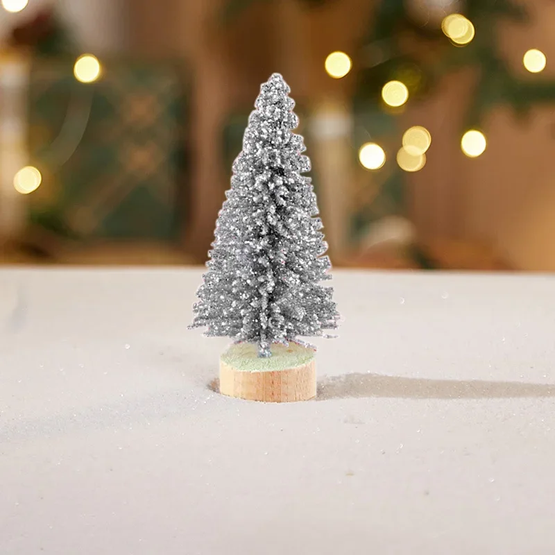12 Piece DIY Mini Christmas Tree Sisal Silk Cedar - Desktop Decoration Small Christmas Tree 2025 Xmas New Year Navidad Decor