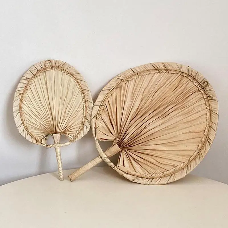 Hand Fan Chinese Style Pure Hand Woven Craft Summer Mosquito Repellent Natural Palm Leaf Home Decoration 1pc