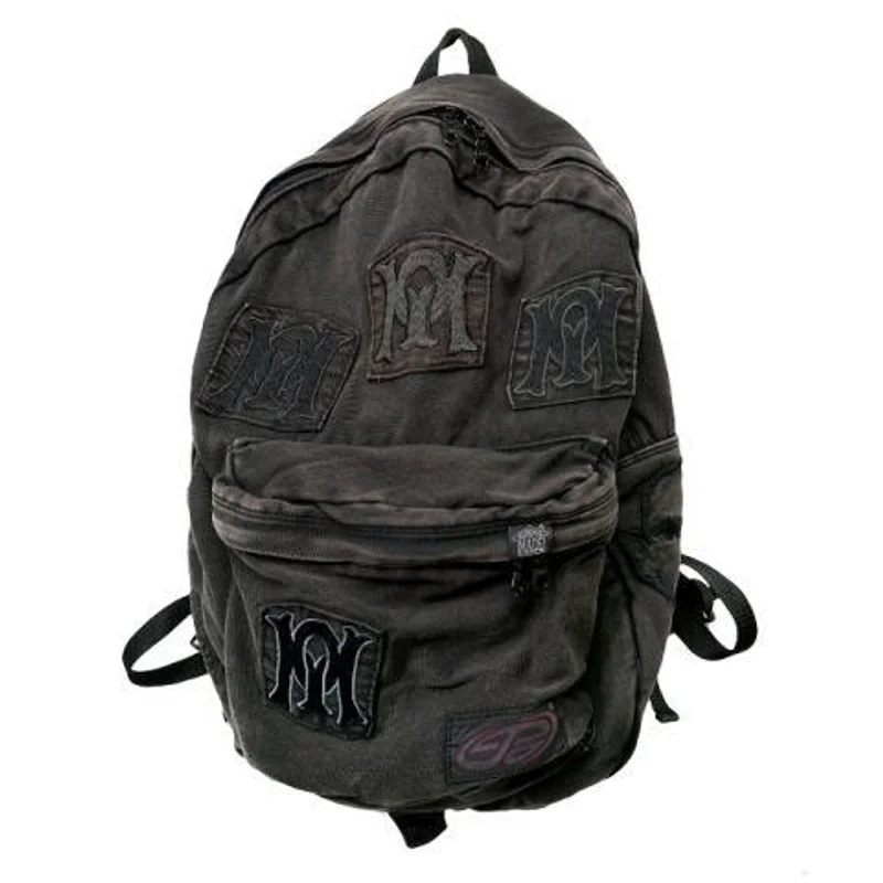 Unisex Black Denim Backpack Y2k School Bag Large Capacity Women Fashion Design Backpacks Grunge Book Bags for Highschool Student 1