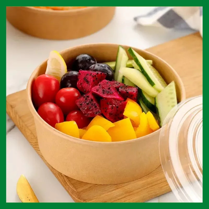 1500ml Paper Bowl Biodegradable Paper Lunch Box Portable Food Container  Disposable Eco Friendly Food Packaging Kraft Salad Bowl with Lid - China  Paper Bowl and Disposable Food Container price