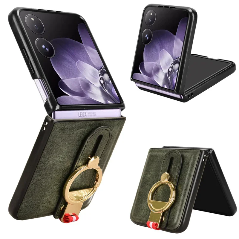 Luxury Leather Stand Case with Wristband and Ring Opener